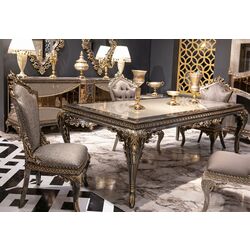 Set de mobilier pentru sufragerie Charme&Luxe Furniture Lotus №11 (Gray/Gold/Brown) Thumb