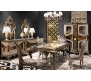 Set de mobilier pentru sufragerie Charme&Luxe Furniture Lotus №11 (Gray/Gold/Brown)