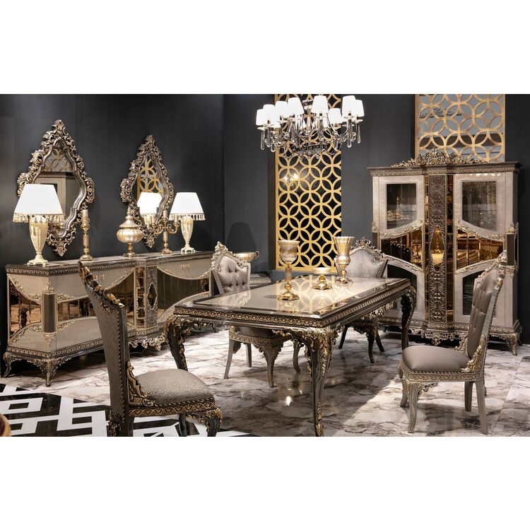Комплект мебели для столовой Charme&Luxe Furniture Lotus Nr.11 (Gray/Gold/Brown)