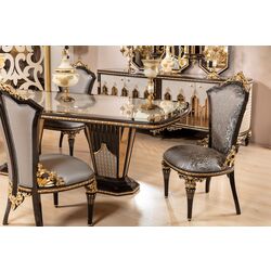 Set de mobilier pentru sufragerie Charme&Luxe Furniture Manolya №10 (Chocolate/Gold/Gray) Thumb