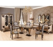 Set de mobilier pentru sufragerie Charme&Luxe Furniture Manolya №10 (Chocolate/Gold/Gray)