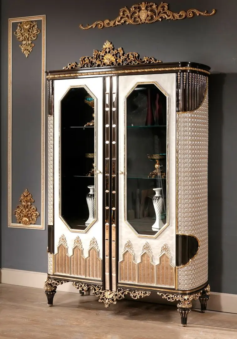 Set de mobilier pentru sufragerie Charme&Luxe Furniture Manolya №10 (Chocolate/Gold/Gray)