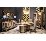 Set de mobilier pentru sufragerie Charme&Luxe Furniture Nida №12 (Gray/Gold/Brown)