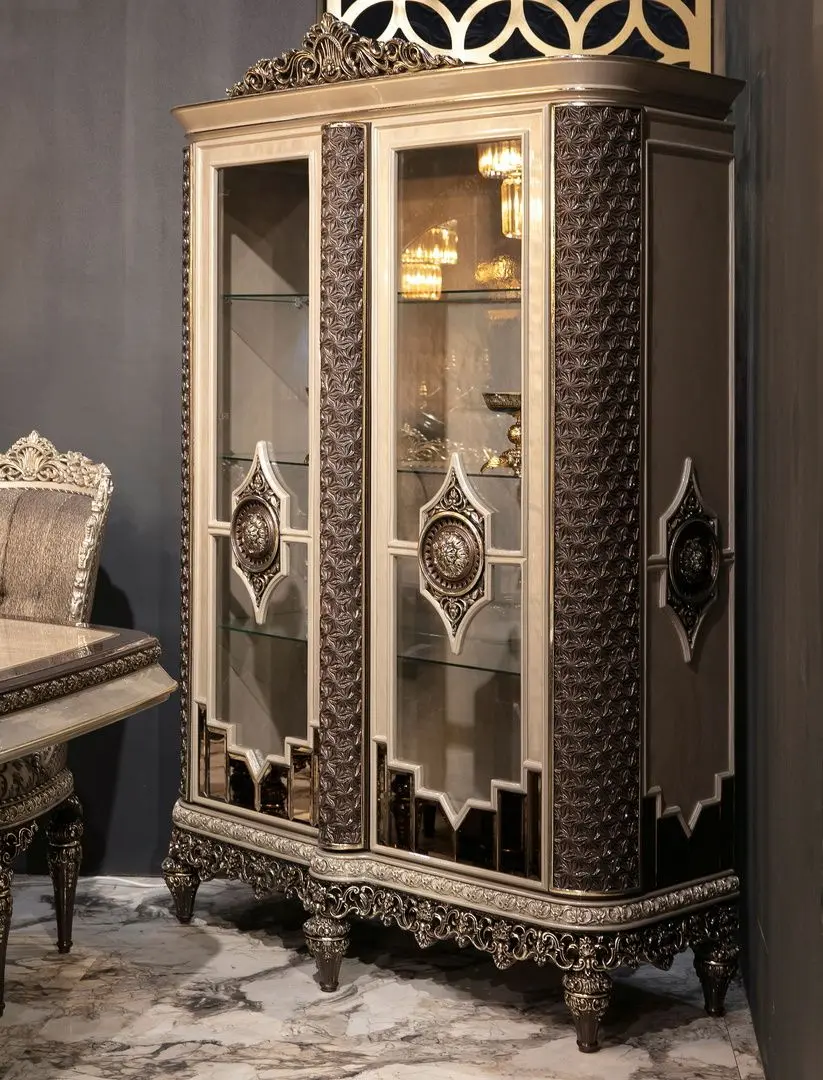 Set de mobilier pentru sufragerie Charme&Luxe Furniture Nida №12 (Gray/Gold/Brown)