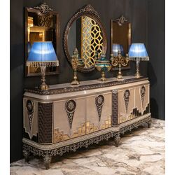 Set de mobilier pentru sufragerie Charme&Luxe Furniture Nida №12 (Gray/Gold/Brown) Thumb