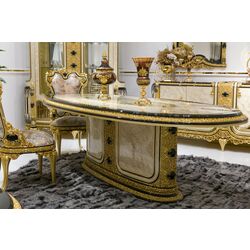 Set de mobilier pentru sufragerie Charme&Luxe Furniture Paris №11 (Gold/Gray-Beige/Black) Thumb