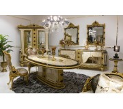 Set de mobilier pentru sufragerie Charme&Luxe Furniture Paris №11 (Gold/Gray-Beige/Black)