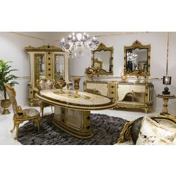 Комплект мебели для столовой Charme&Luxe Furniture Paris №11 (Gold/Gray-Beige/Black)