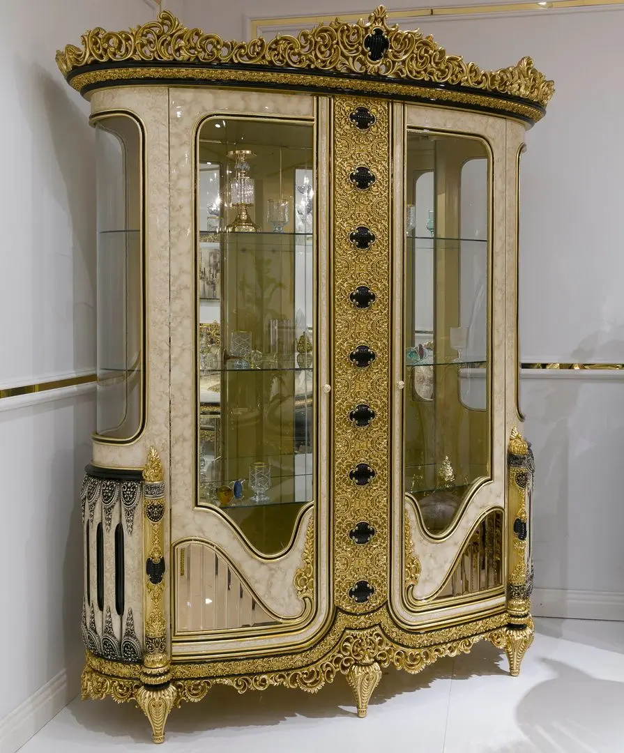 Set de mobilier pentru sufragerie Charme&Luxe Furniture Paris №11 (Gold/Gray-Beige/Black)