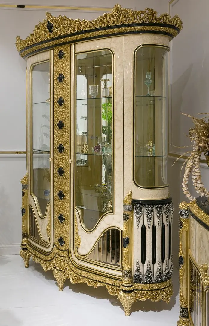 Set de mobilier pentru sufragerie Charme&Luxe Furniture Paris №11 (Gold/Gray-Beige/Black)