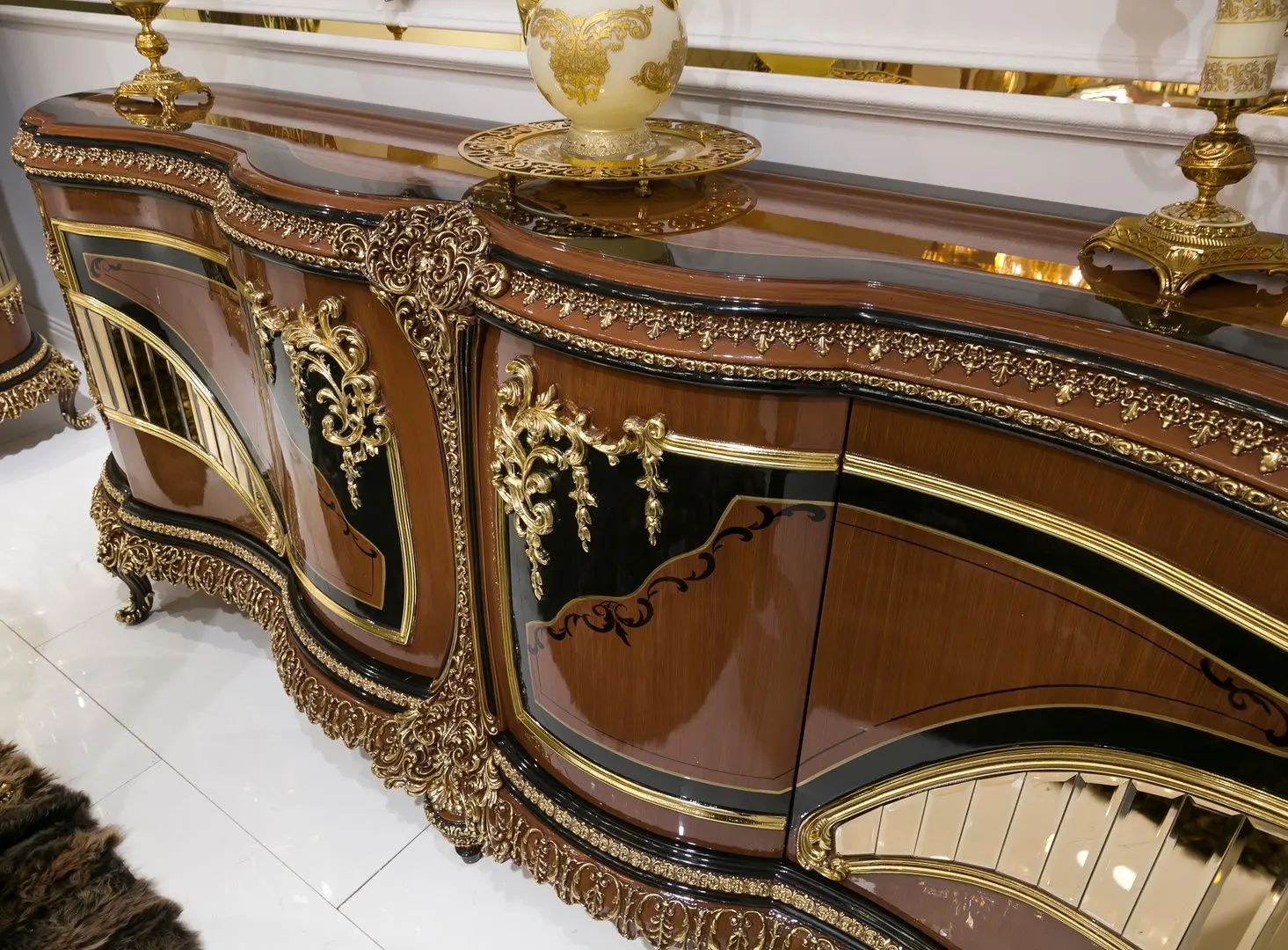 Set de mobilier pentru sufragerie Charme&Luxe Furniture Riva №11 (Brown/Gold/Cappuccino)