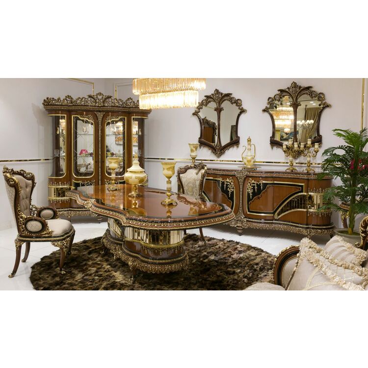 Комплект мебели для столовой Charme&Luxe Furniture Riva Nr.11 (Brown/Gold/Cappuccino)