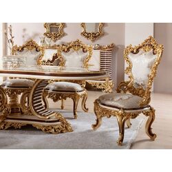 Set de mobilier pentru sufragerie Charme&Luxe Furniture Saltanat №11 (Beige Marble/Gold/Brown) Thumb