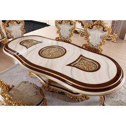 Set de mobilier pentru sufragerie Charme&Luxe Furniture Saltanat №11 (Beige Marble/Gold/Brown) Thumb