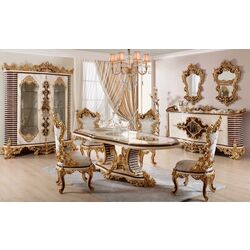 Комплект мебели для столовой Charme&Luxe Furniture Saltanat №11 (Beige Marble/Gold/Brown)