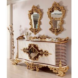 Set de mobilier pentru sufragerie Charme&Luxe Furniture Saltanat №11 (Beige Marble/Gold/Brown) Thumb