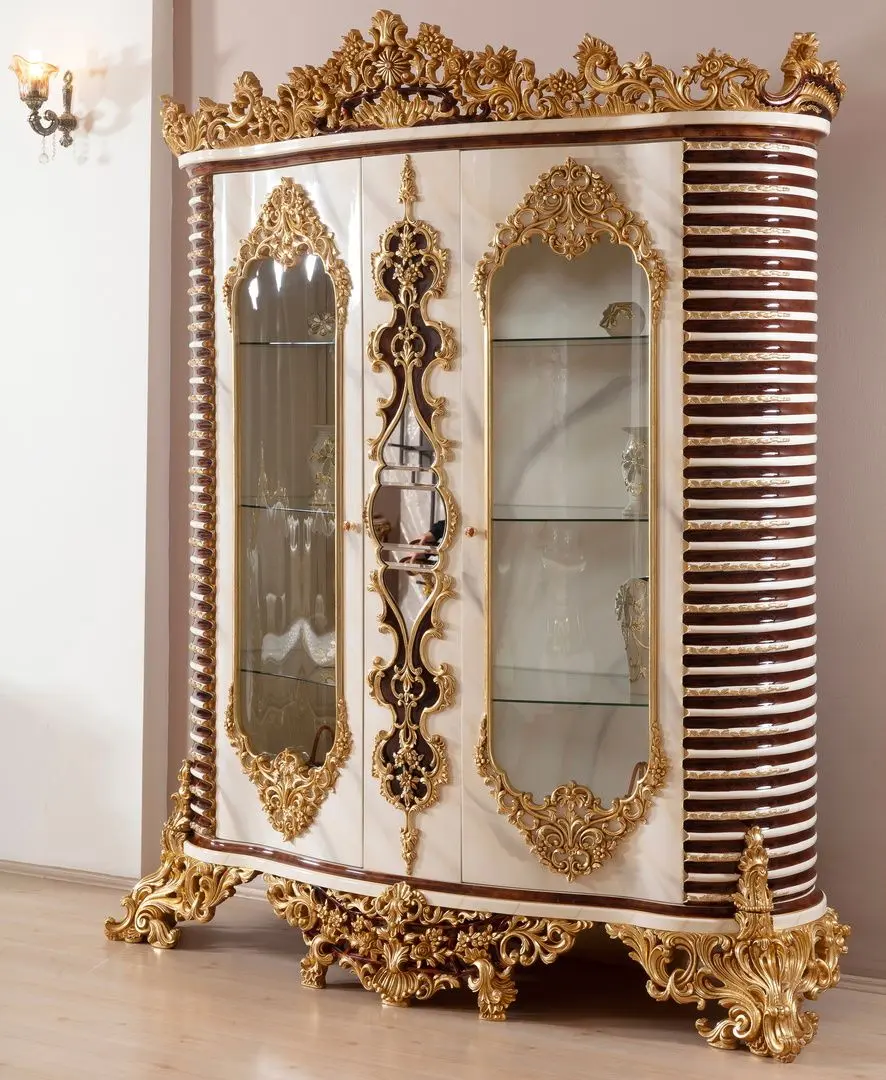 Set de mobilier pentru sufragerie Charme&Luxe Furniture Saltanat №11 (Beige Marble/Gold/Brown)