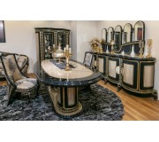 Set de mobilier pentru sufragerie Charme&Luxe Furniture Siyah Inci №10 (Black/Beige/Gold)