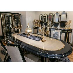 Set de mobilier pentru sufragerie Charme&Luxe Furniture Siyah Inci №10 (Black/Beige/Gold) Thumb