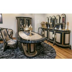 Комплект мебели для столовой Charme&Luxe Furniture Siyah Inci №10 (Black/Beige/Gold)