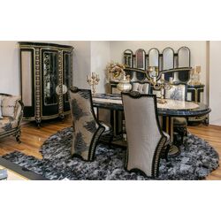 Set de mobilier pentru sufragerie Charme&Luxe Furniture Siyah Inci №10 (Black/Beige/Gold) Thumb