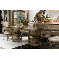 Set de mobilier pentru sufragerie Charme&Luxe Furniture Venedik №10 (Dark Cappuccino/Gold/Brown) Thumb