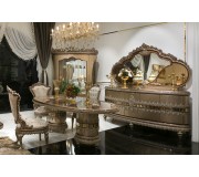 Set de mobilier pentru sufragerie Charme&Luxe Furniture Venedik №10 (Dark Cappuccino/Gold/Brown)