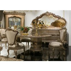 Set de mobilier pentru sufragerie Charme&Luxe Furniture Venedik №10 (Dark Cappuccino/Gold/Brown) Thumb