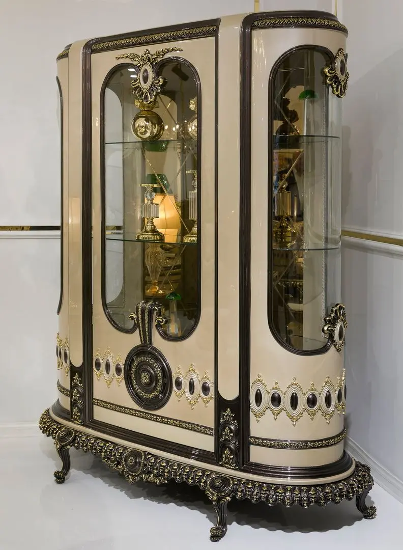 Set de mobilier pentru sufragerie Charme&Luxe Furniture Versace №12 (Cappuccino/Gold/Dark Brown)