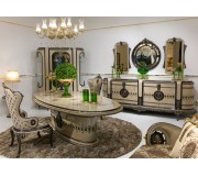 Set de mobilier pentru sufragerie Charme&Luxe Furniture Versace №12 (Cappuccino/Gold/Dark Brown)