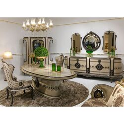 Комплект мебели для столовой Charme&Luxe Furniture Versace №12 (Cappuccino/Gold/Dark Brown)