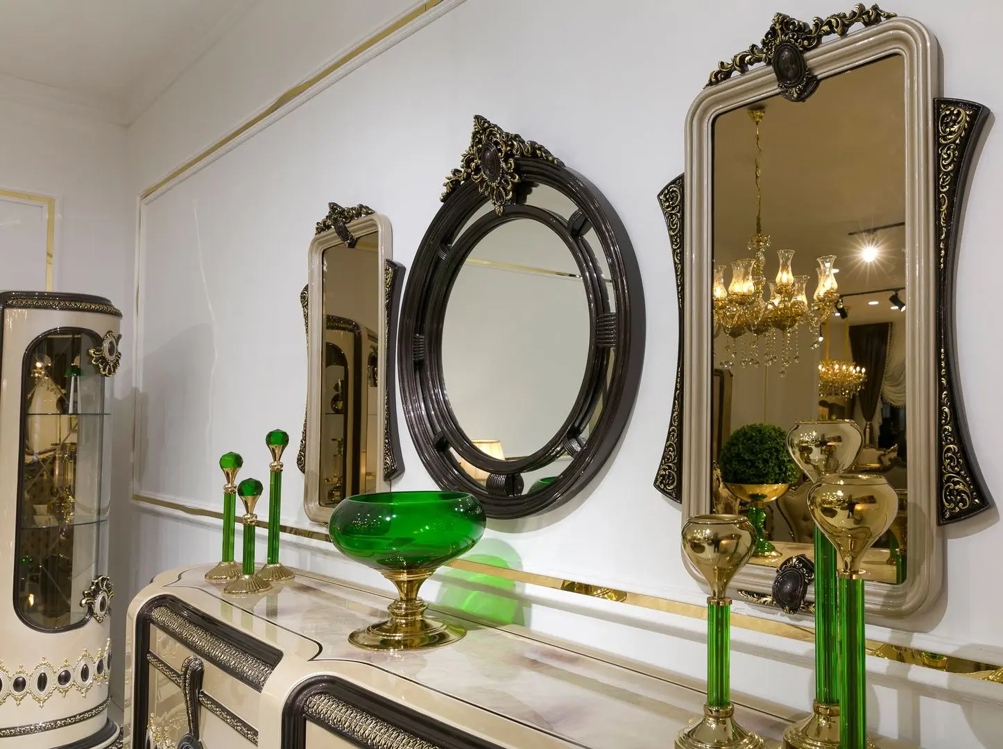 Set de mobilier pentru sufragerie Charme&Luxe Furniture Versace №12 (Cappuccino/Gold/Dark Brown)