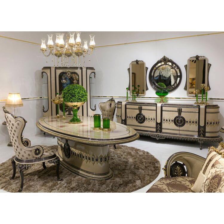 Комплект мебели для столовой Charme&Luxe Furniture Versace Nr.12 (Cappuccino/Gold/Dark Brown)