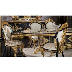 Set de mobilier pentru sufragerie Charme&Luxe Furniture Zeren B №10 (Dark Blue/Cream/Gold) Thumb