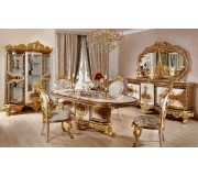 Set de mobilier pentru sufragerie Charme&Luxe Furniture Zeren G №10 (Cream/Gold/Brown)