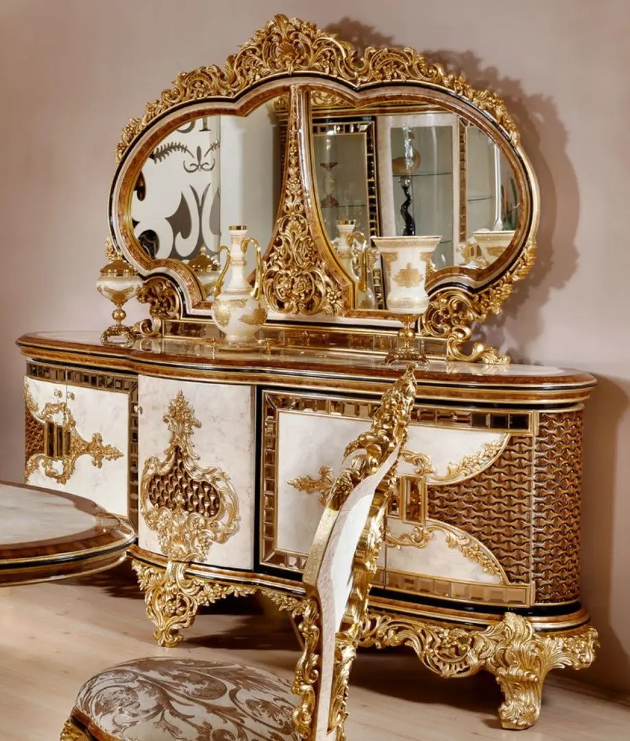 Set de mobilier pentru sufragerie Charme&Luxe Furniture Zeren G №10 (Cream/Gold/Brown)