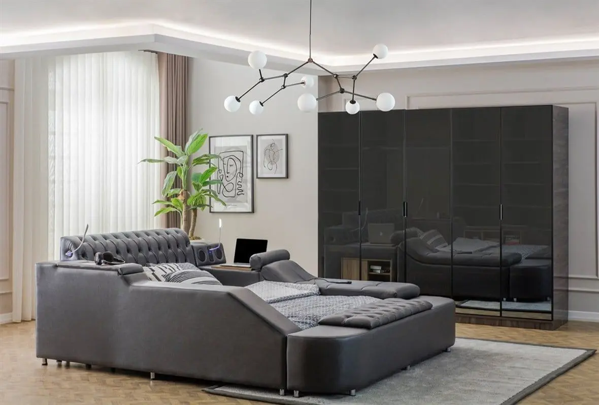 Многофункциональная кровать Allure Dorwell 240x290x100 Nubuck (Anthracite)