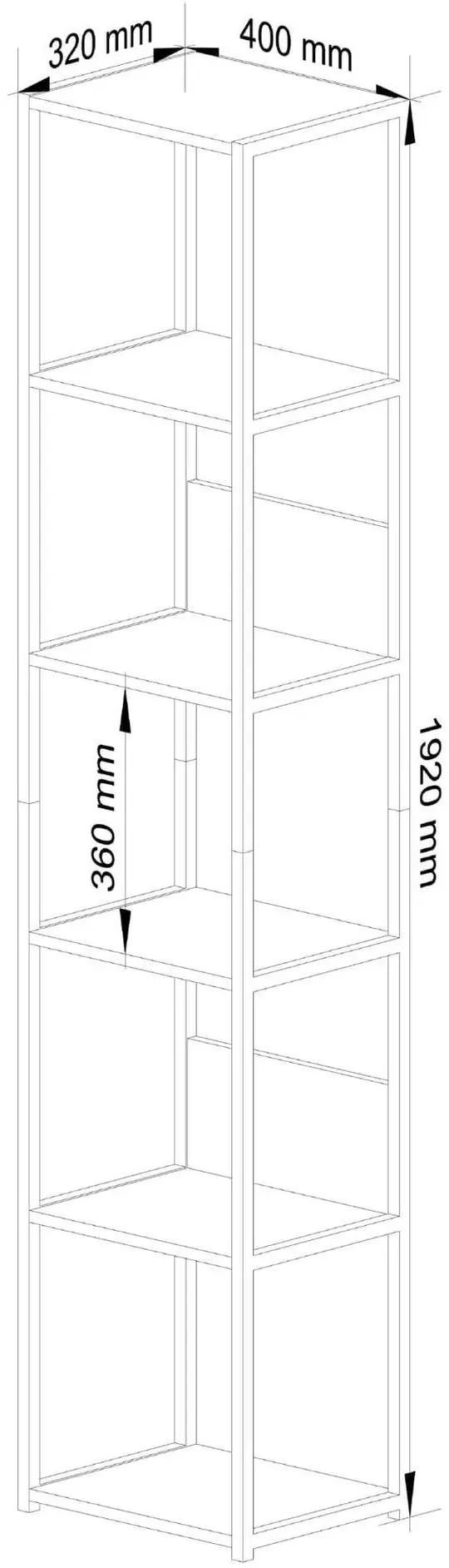 Стеллаж Akord 400 (Black/Sonoma Oak) - 5
