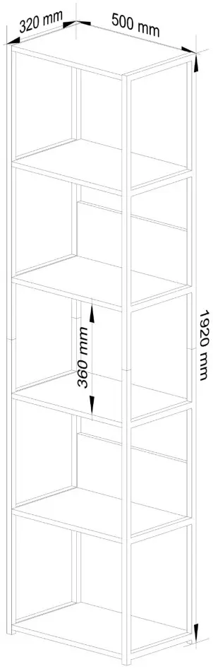 Стеллаж Akord 500 6P (Black/Sonoma Oak) - 6