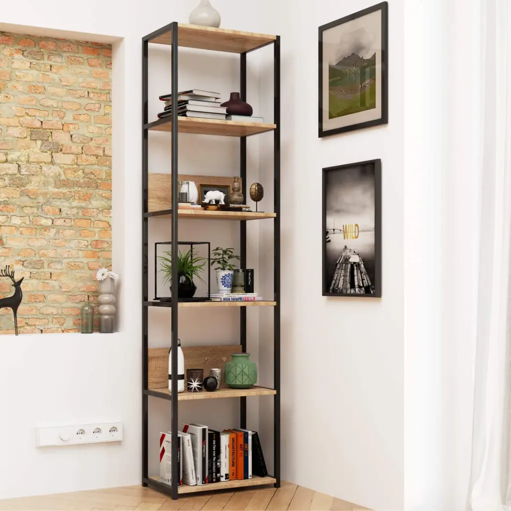 Стеллаж Akord 500 6P (Black/Sonoma Oak)