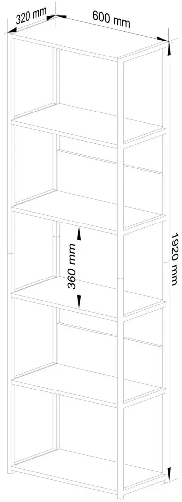 Стеллаж Akord 600 6P (Black/Craft Oak) - 3
