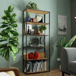 Стеллаж Akord 800 6P (Black/Craft Oak)
