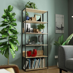 Стеллаж Akord 800 6P (Black/Sonoma Oak)