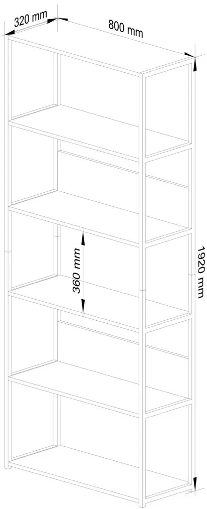 Стеллаж Akord 800 6P (Black/Sonoma Oak) - 6