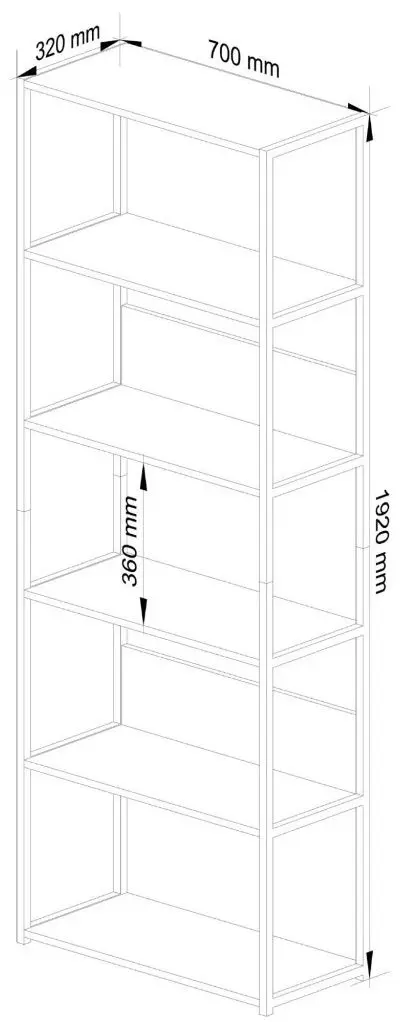 Etajera Akord CL70 6S (Black/Artisan Oak)