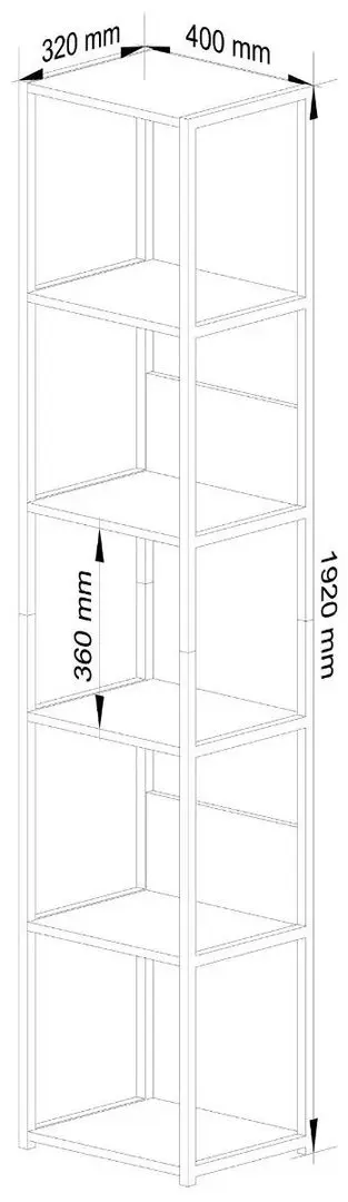 Стеллаж Akord Loft 40 6P (Black/Craft Oak)