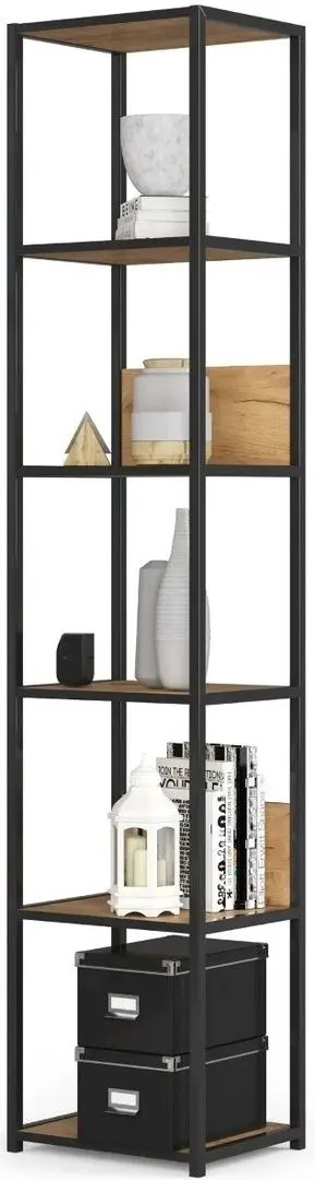 Стеллаж Akord Loft 40 6P (Black/Craft Oak)