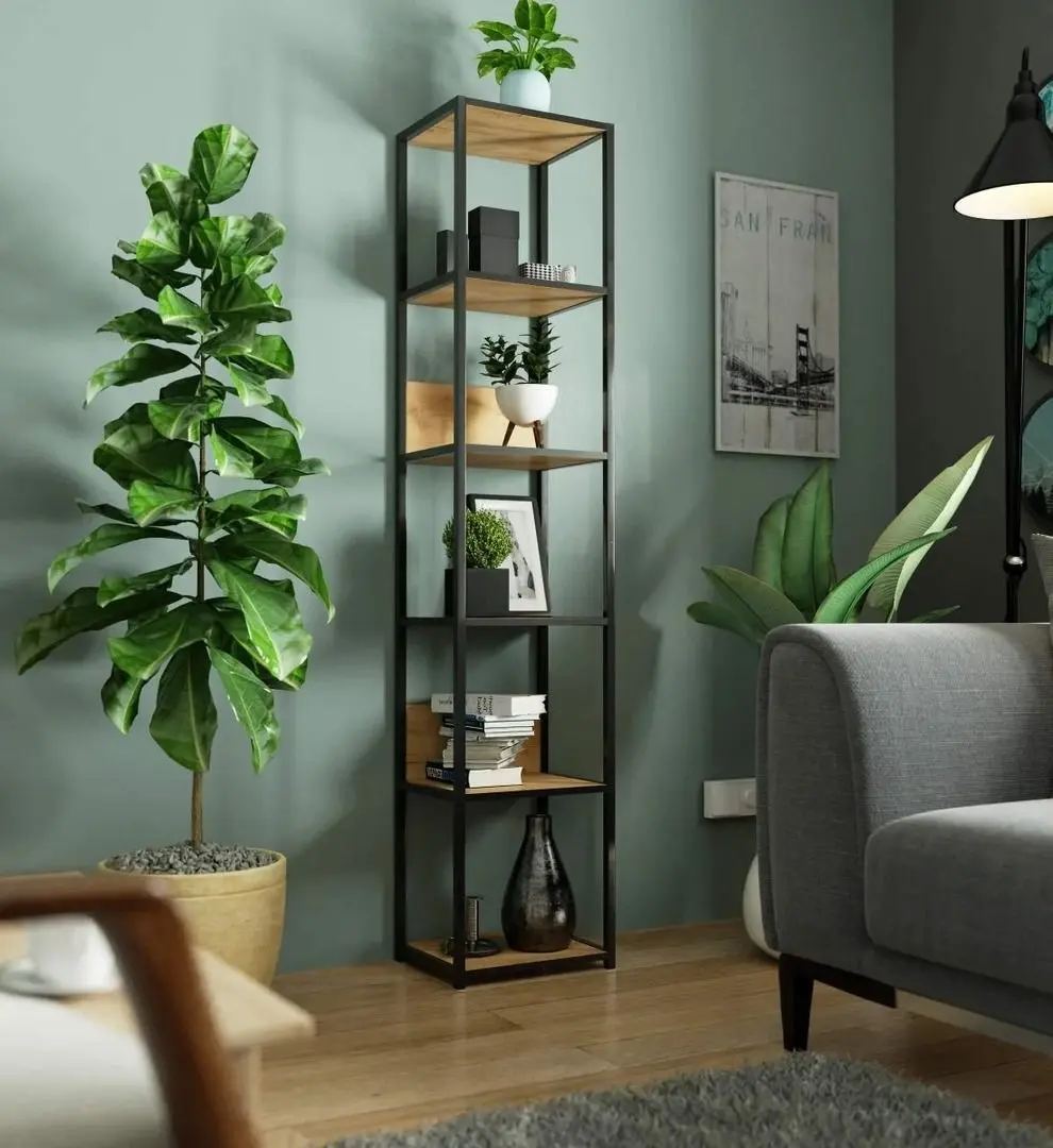 Стеллаж Akord Loft 40 6P (Black/Craft Oak)