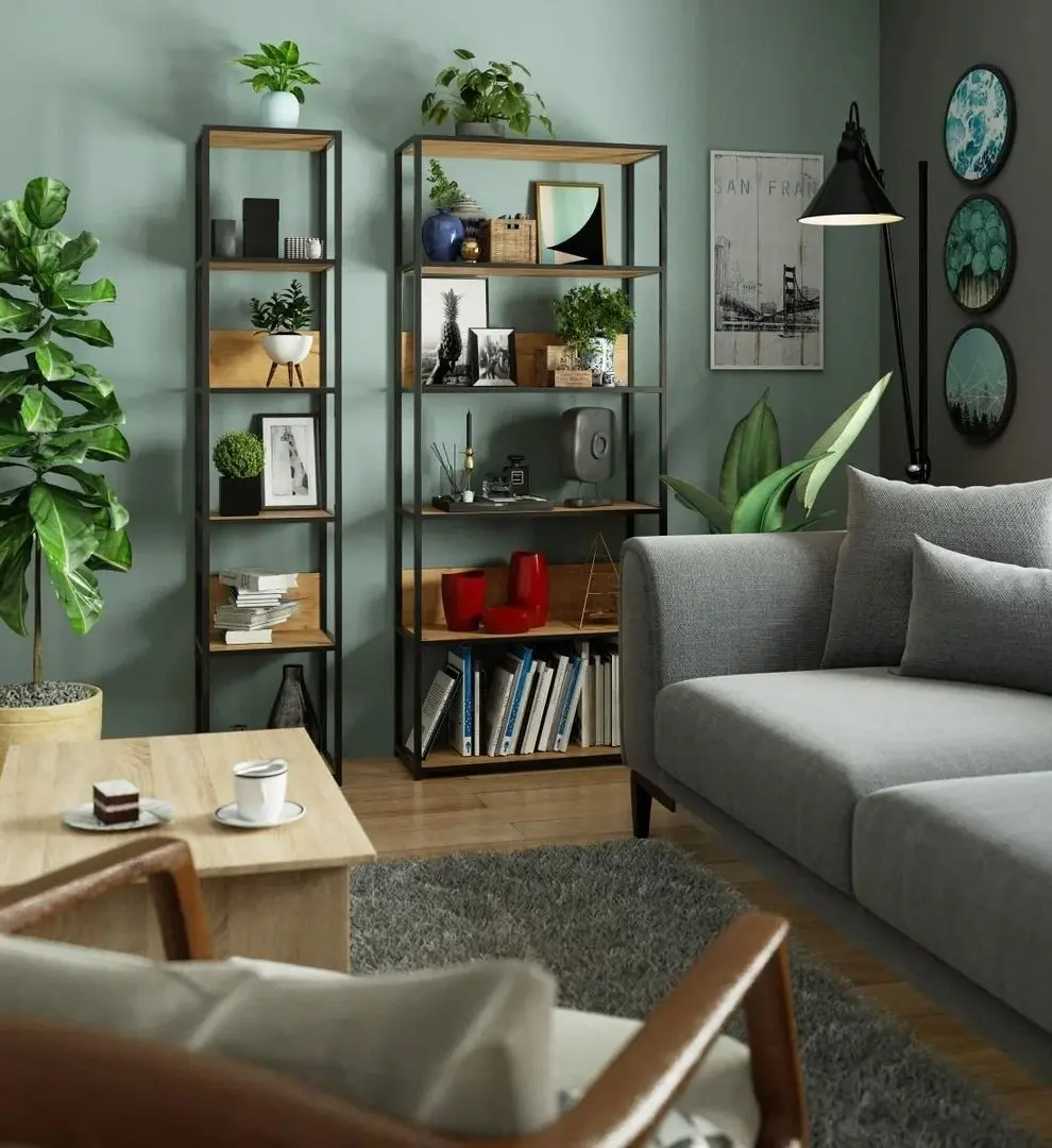 Стеллаж Akord Loft 40 6P (Black/Craft Oak)