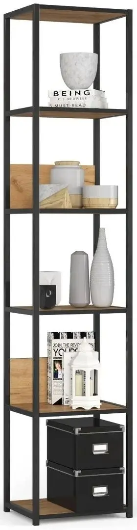 Стеллаж Akord Loft 40 6P (Black/Craft Oak)